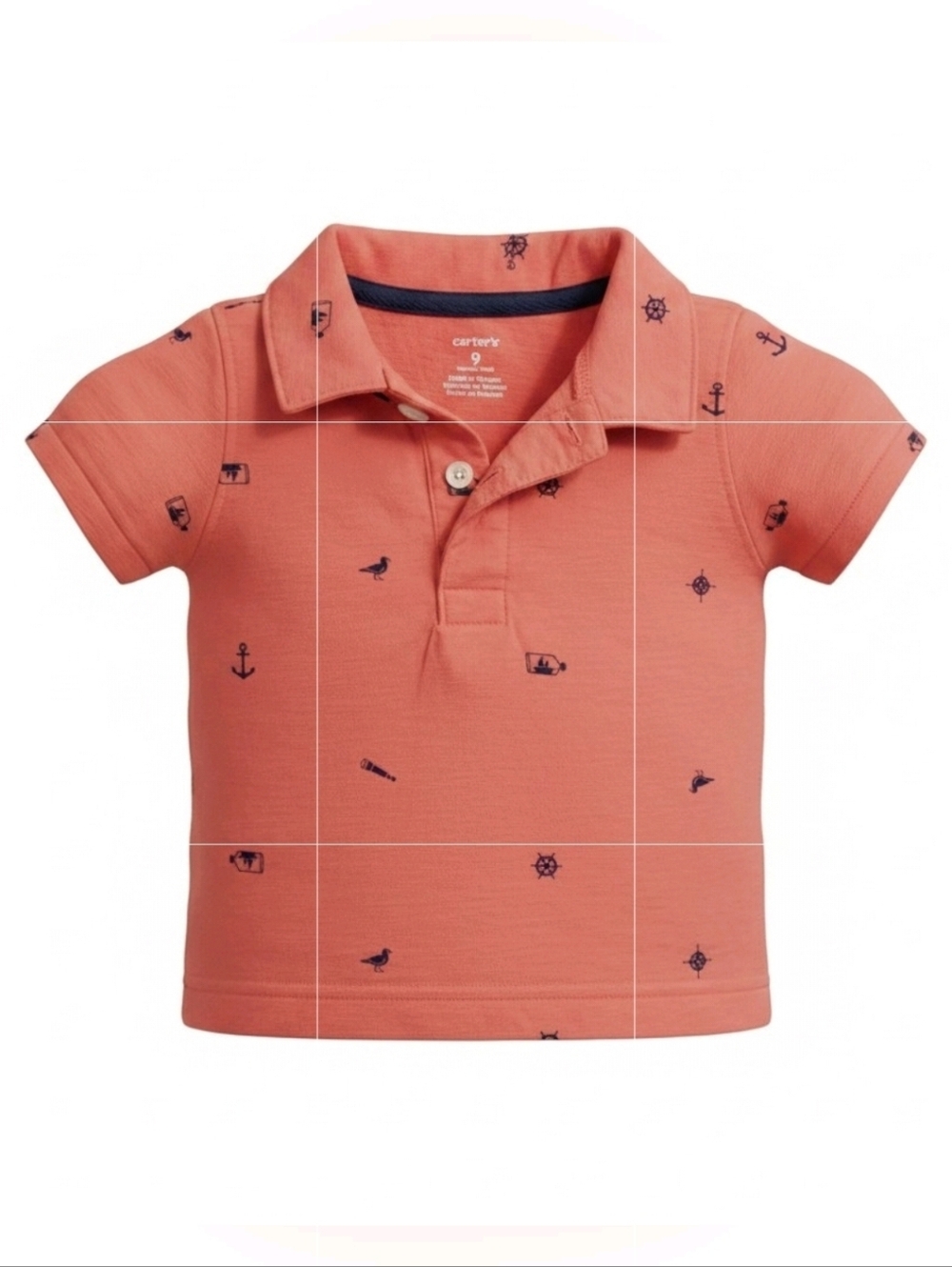 Carter’s | Nautical Polo Shirt | Baby Boy 9M | Coral Anchor Tee